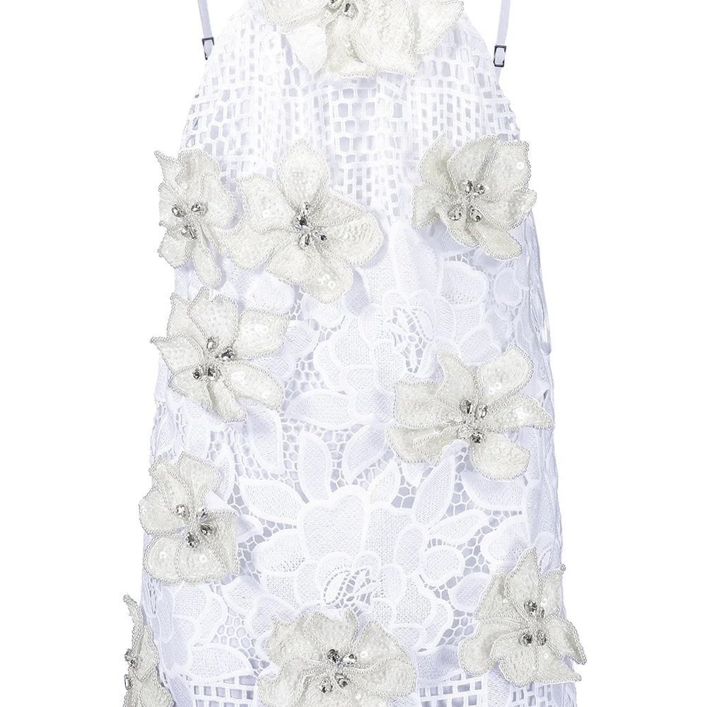 PatBo White and cream Floral Appliqué Lace Mini Dress - Picture 3 of 12